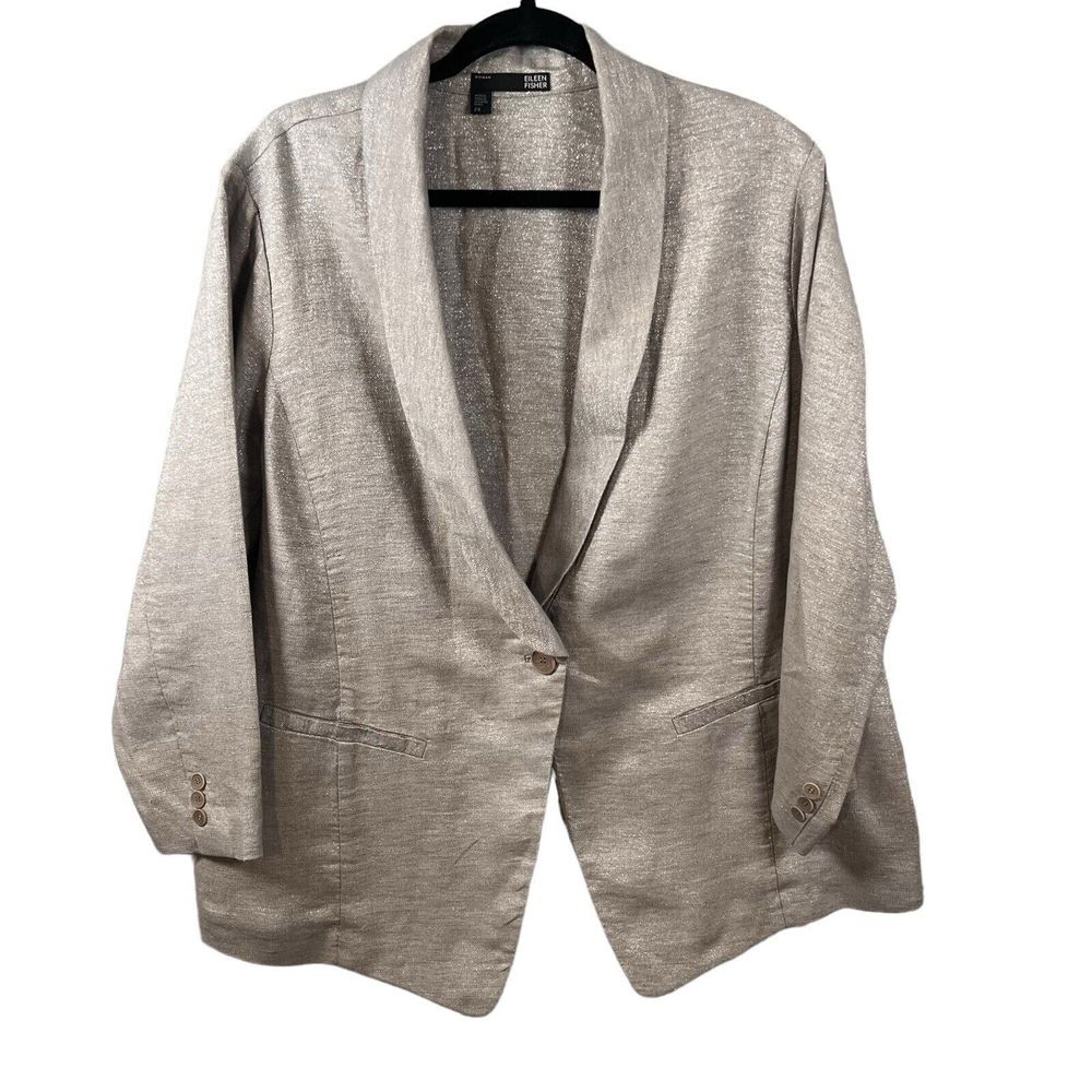 Eileen Fisher Light Metallic Beige-Silver Open Blazer